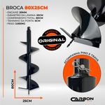 Broca 80x25cm com pino e trava para Perfurador de Solo