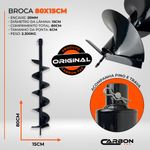 Broca 80x15cm com pino e trava para Perfurador de Solo