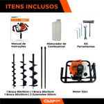 Perfurador de Solo com 3 brocas (10 - 15 e 20cm) + 2 Ext 100cm