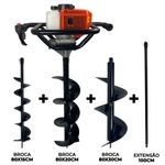 Perfurador de Solo com 3 brocas (15 - 20 e 30cm) + Ext 100cm