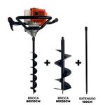 Perfurador de Solo com 2 brocas (10 e 25cm) + Ext 100cm
