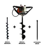 Perfurador de Solo Duplo com 2 brocas (10 e 20cm)  + Ext 60cm