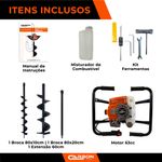 Perfurador de Solo Duplo com 2 brocas (10 e 20cm)  + Ext 60cm