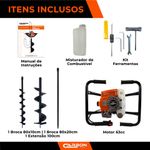 Perfurador de Solo Duplo com 2 brocas (10 e 20cm)  + Ext 100cm