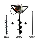 Perfurador de Solo Duplo com 2 brocas (10 e 20cm)  + Ext 100cm