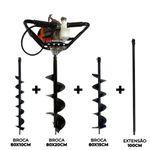 Perfurador de Solo Duplo com 3 brocas  (10-15 e 20cm) + Ext 100cm