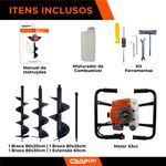 Perfurador de Solo Duplo com 3 brocas (20-25 e 30cm) + Ext 60cm