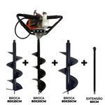 Perfurador de Solo Duplo com 3 brocas (20-25 e 30cm) + Ext 60cm