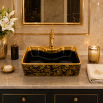 Cuba Retangular Mesa 480x380x140 Preto/Gold 