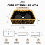 Cuba Retangular Mesa 480x380x140 Preto/Gold 