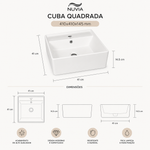 Cuba Quadrada Mesa  410x410x145 Branca Importado