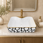 Cuba Retangular Mesa 480x380x140 Branco/Gold