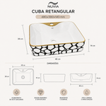 Cuba Retangular Mesa 480x380x140 Branco/Gold