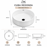 Cuba Redonda  360x360x110 Branca Brilhante Importado