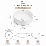 Cuba Redonda  410x410x125 Branca Brilhante Importado