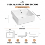 Cuba Quadrada Semi Encaixe 455x455x170 Branca 