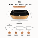 Cuba Oval 460x330x140 Preto/Gold Importado