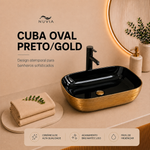 Cuba Oval 460x330x140 Preto/Gold Importado