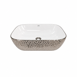 Cuba Oval 460x330x140 Branca/Prata Importado