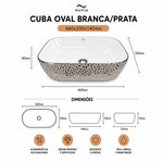 Cuba Oval 460x330x140 Branca/Prata Importado