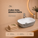 Cuba Oval 460x330x140 Branca/Prata Importado
