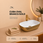Cuba Oval 460x330x140 Branco/Gold Importado