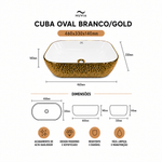 Cuba Oval 460x330x140 Branco/Gold Importado