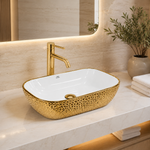 Cuba Oval 460x330x140 Branco/Gold Importado