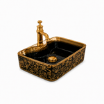 Cuba Retangular Mesa 480x380x140 Preto/Gold 