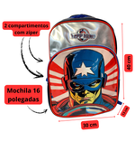 Mochila Escolar Infantil Unissex Capitão América Marvel