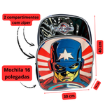Mochila Escolar Infantil Unissex Capitão América Marvel