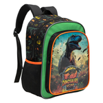 Mochila Infantil Alças ajustáveis Masculina Dinossauro Verde