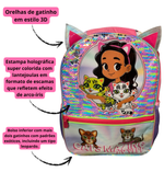 Mochila Infantil Escolar Menina com Orelhinhas Gatinho