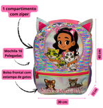 Mochila Infantil Escolar Menina com Orelhinhas Gatinho