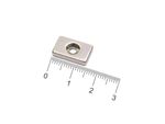 Ímã de neodímio bloco 16x10x3 mm - N42 - c/ 1 furo escariado M3