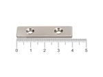Ímã de neodímio bloco 40x10x2 mm - N42 - c/ 2 furo escariado M3