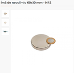 Ímã de neodímio 60x10 mm - N42