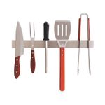 Barra Magnética Inox 45cm para Facas e Ferramentas – Ímã Forte e Fixação Segura
