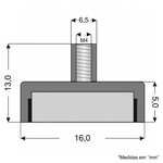Fixador Magnético 16x5 mm com pino c/ rosca interna