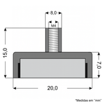 Fixador Magnético 20x7 mm com pino c/ rosca interna