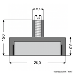 Fixador Magnético 25x8 mm com pino c/ rosca interna