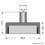 Fixador Magnético 36x8 mm com pino c/ rosca interna