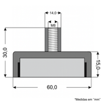 Fixador Magnético 60x15 mm com pino c/ rosca interna