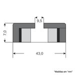 Fixador Magnético Emborrachado 43x7 mm com furo rebaixado