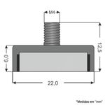 Fixador Magnético Emborrachado 22x6 mm com pino roscado
