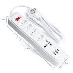 Filtro de linha 2500W com 5 Tomadas 2 USB 1 PD e Cabo 3 Metros