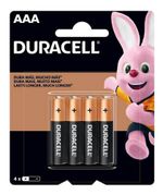 Pilha Alcalina AAA Duracell - 4 unidades