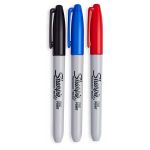 Caneta Sharpie Marcador Permanente Multiuso Ponta Fina 3 Cores