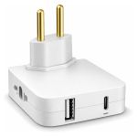 Adaptador De Tomada Dobrável 2p 10A com USB e USB-C