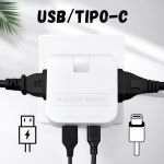 Adaptador De Tomada Dobrável 2p 10A com USB e USB-C